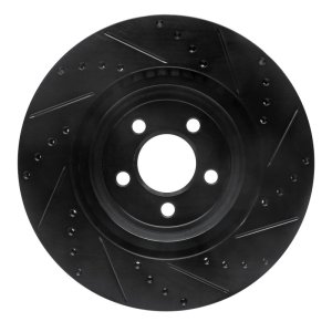 Chrysler 300 Brake Rotor (1) - Front Left - R1 Concepts - Drilled & Slotted - Black - `05-`23